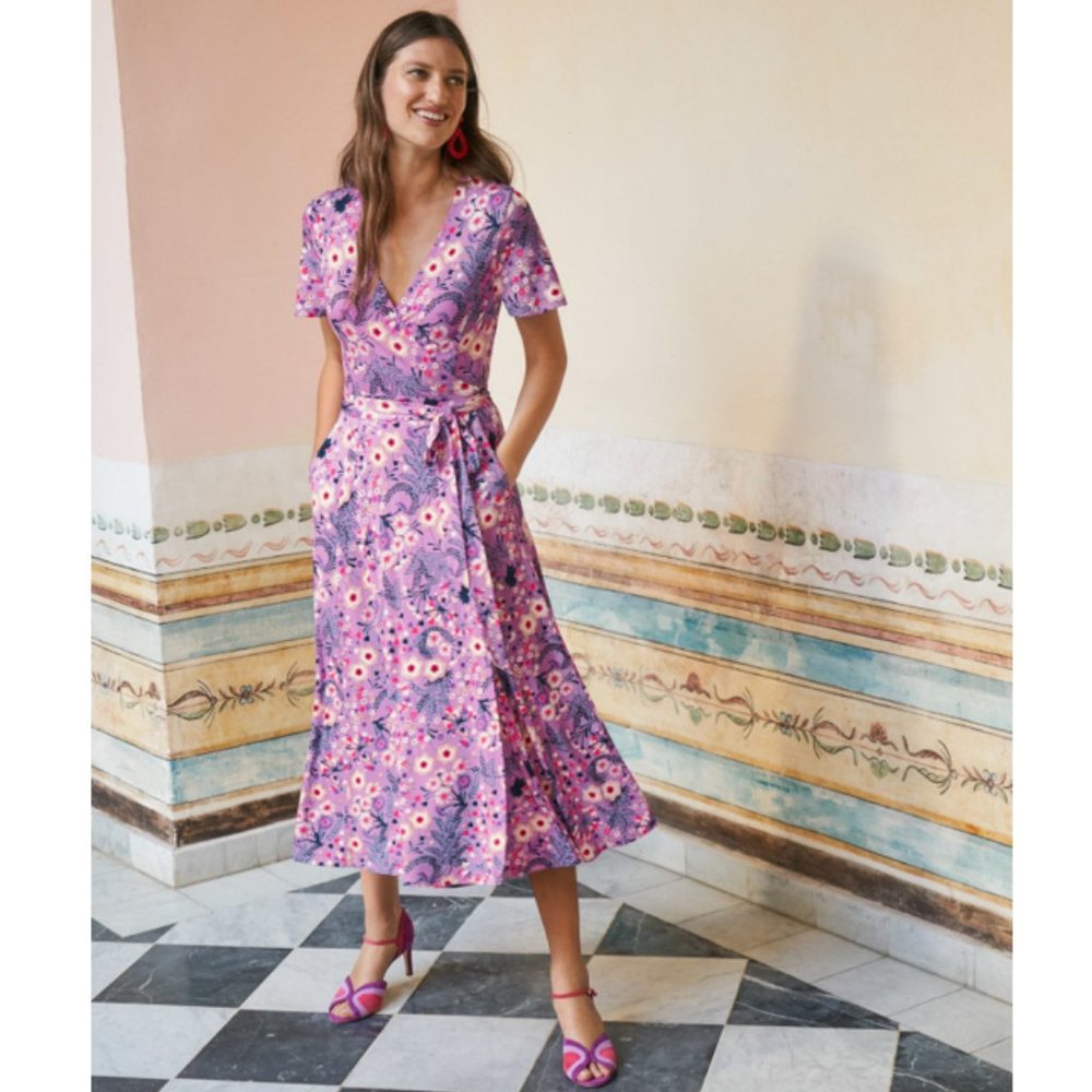 Cassia Jersey Midi Dress - Lupin, Wild Field